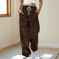 thumbnail image 4 of GILIGEGE Sweatpants for Women 2025 Trendy Fuzzy Cinch Bottom Sweatpants Drawstring Waist Warm Lounge Trousers Winter Comfy Baggy Pant with Pocket Brown S, 4 of 4