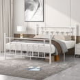 thumbnail image 6 of VECELO Victorian Queen Size Metal Platform Bed Frame with Headboard & Footboard, No Box Spring Needed, White, 6 of 12