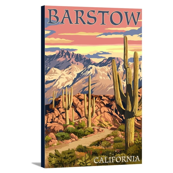 Barstow, California - Desert Sunset - Lantern Press Artwork (12x18 Gallery Wrapped Stretched Canvas)