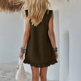 thumbnail image 6 of Kukoosong Women's Ruffle Sleeveless Shirt Mini Dress, Collar Button Down Tank Dress with Pocket, Solid Color Casual Summer Ruffle Hem Short Dress, 6 of 7