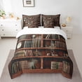 thumbnail image 2 of jejeloiu Vintage Library Books 7-Piece Bedding Comforter Set,Retro Bookshelf King Bedding Sets,Brown Bed Sheets For Adults,Luxury Bedroom Decor Reversible, 2 of 8