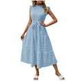 thumbnail image 2 of ITSAME Womens Maxi Dress, Sleeveless Ruffled Solid Color Elegant Flowy Dress Light Blue L, 2 of 5