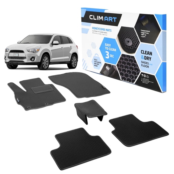 CLIM ART All-Weather Car Floor Mats Compatible with Mitsubishi Outlander Sport 2011-2026, Custom-Fit Heavy-Duty Floor Liners for Cars & SUVs, Car Accessories for Men & Women, Black - FL011511189