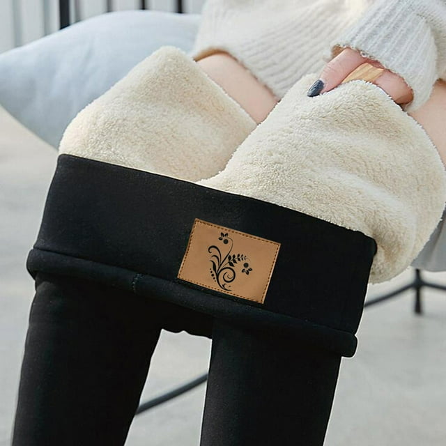 Womens' Warm Legging Tummy Control Fashion Color Printed Plush Leggings Elastic Pants On Clearance