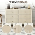 thumbnail image 3 of Modern Fluted Wood 6-Drawer Dresser, Beige, 3 of 7