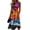Hot Pink, variant on Oil Painting Ocean Wave & Sunset Print Sleeveless Round Neck Dress for Women - Ruched Waist A-Line Midi Summer Beach Vacation Gown, Retro Casual Sundress with Cinched Waist Orange S