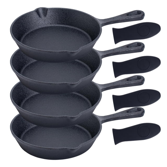 Juego de 4 Sartenes Bruntmor, Antiadherentes, Hierro fundido, Miden 6", Compatible con Inducción negro Unitalla