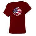 thumbnail image 5 of Día de la Independencia Moda Mujer Casual Manga corta Un hombro Tops Impreso Tops Blusa Pompotops hfajkhk133057, 5 of 5