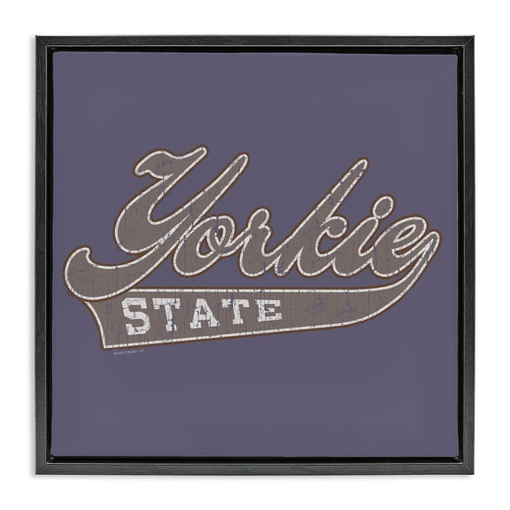 Stupell Industries Vintage College Yorkie State Novelty & Humor Painting Black Floater Framed Canvas Art Print Wall Art, 18 x 18