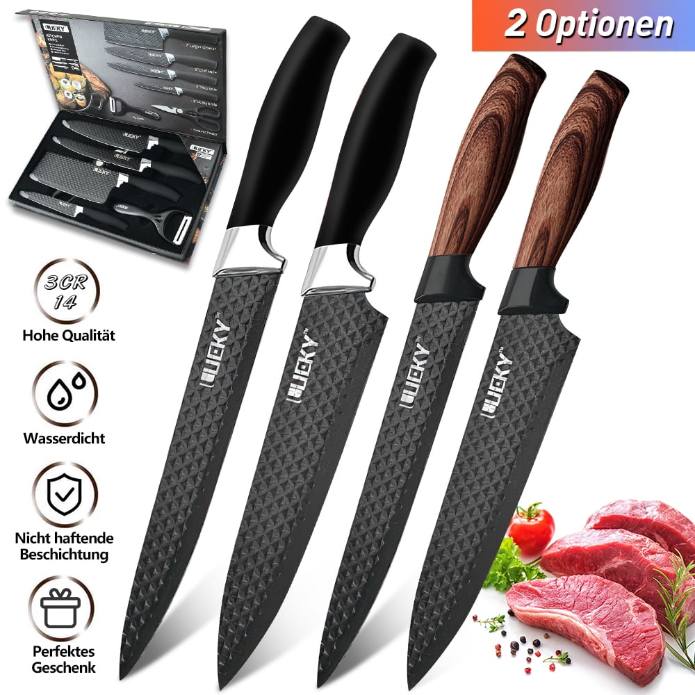 Welan 6-piece chef knife set, high-carbon stainless steel sharp blades, ergonomic handles, set with built-in scissors, suitable for Christmas holiday gifts