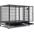 thumbnail image 2 of Homey Pet 37- Stackable Strong Heavy Duty Metal Dog Cage Crate Kennel w/ Wheels Tray Plastic Grid 37"x25"x31", 2 of 8