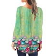 thumbnail image 4 of Womens Round Neck Tunic Tops Long Sleeve Floral Printed Pullover Winter Casual Loose Button Blouse, 4 of 6