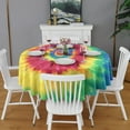 thumbnail image 2 of Colorful Rainbow Tie Dye Spiral Pattern Round Tablecloth 60"x60",Wrinkle Wipeable Table Cloth for Kitchen Dining Room Picnic Patio Party, 2 of 6
