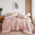 thumbnail image 1 of Regency Heights King/Cal King Size Ruffle Comforter Set with Shams,3-Piece Quilted Bedding Set, Pink, Gift for Women, 1 of 9