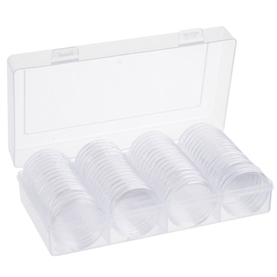 60Pcs Coin Capsules, Clear Plastic Coin Holders, Silver Dollar Coin Case Holders, Rectangular