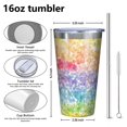 thumbnail image 4 of 16oz Tumblers Pioneer Flower Floral Print Pattern Stainless Steel Vacuum Insulated Double Wall Travel Tumbler Cups Mug with Lid and Straw,Cleaning Brush for Coffee,Tea, 4 of 4