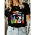 thumbnail image 1 of 'Number BLoCKS' - Letter-colored building block printed round-neck short-sleeved T-shirt, 100% cotton, soft and comfortable, women's top, 1 of 6