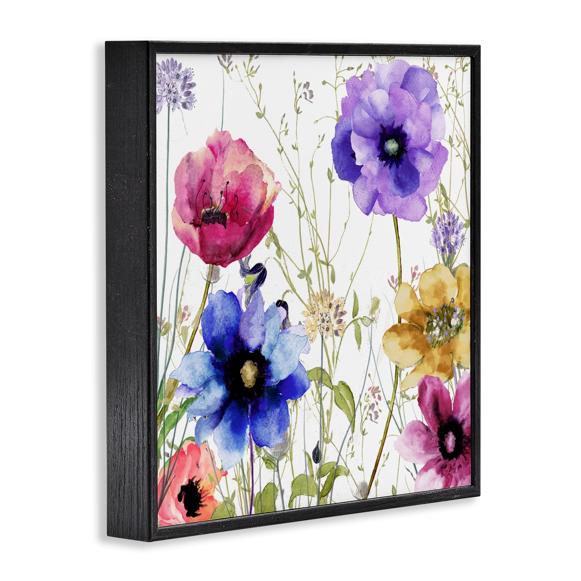 Modern Spring Garden Flowers Black Framed Giclee Art, design by Sasha