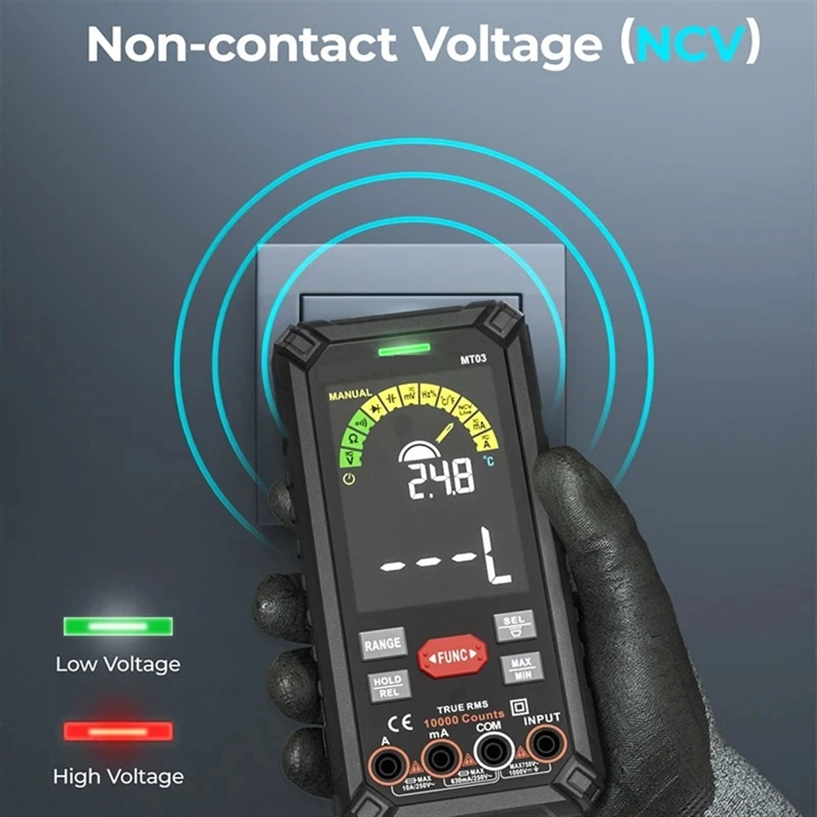 MT03 10000 Counts Smart Rechargeable Multimeter Auto Range Ture RMS 1000V 10A Tester Ohm Hz Capacitance NCV Digital Multimeter ,Accurate and Speed