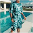 thumbnail image 2 of Traje de hombre urbano elegante con estampado 3D de efecto tie-dye, traje de playa holgado y cómodo, 2 of 5