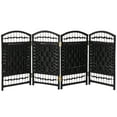 thumbnail image 2 of Red Lantern 2 ft. Short Fiber Weave Folding Screen - Black - 4 Panels, 2 of 7