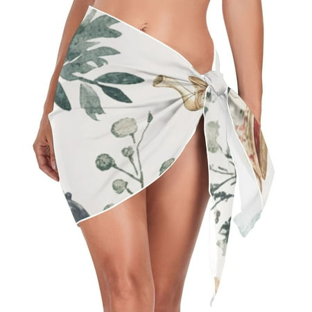 Ckdifva Mushroom Clock Cups Beach Cover Up for Women Swimsuit Coverups Bikini Wrap Short Skirt