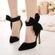 thumbnail image 5 of Zapatos de mujer, tacones de aguja de verano, tacones superaltos, exquisito estilo romano informal, sandalias sexis con correa en el tobillo y lazo aterciopelado Wmkox8yii  hfjk2799, 5 of 9