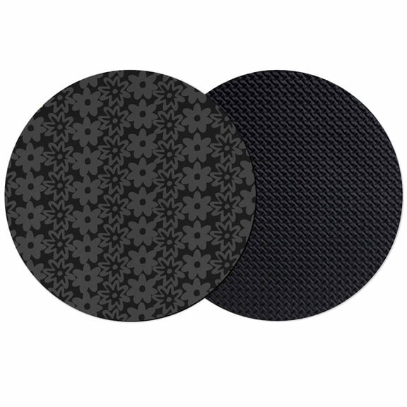Black Golden Floral Coasters Set of 2, Absorbent Coasters for Drinks, Modern Abstract Art Spring Flowers Coaster for Desk Coffee Table Protection, Home Decor House Warming Gifts 4"