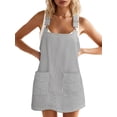 thumbnail image 3 of Women Summer Striped Casual Denim Dress Sleeveless Denim Dress with Pockets, 3 of 6