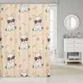 thumbnail image 2 of Manfei Sunglass French Bulldog Shower Curtain 72Wx72L, Cute Paw Bone Bathroom Curtain, Cream Beige, 2 of 5