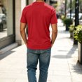 thumbnail image 6 of Men's Big and Tall Shirts Cotton V Neck Plus Size Short Sleeve Soft Casual 2026 Summer Tee Red M, 6 of 7
