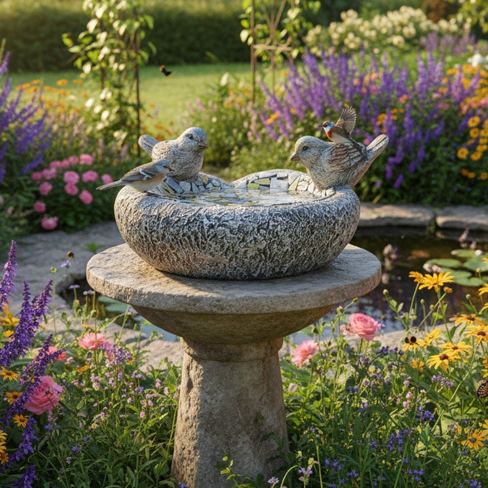 Vjnyvs Bird Bath Bowl Garden Bird Feeder Dish Statue Yard Resin Ornament Bird Water Bowl For Yard Outside Table Backyard