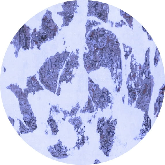 Ahgly Company Indoor Round Abstract Blue Modern Area Rugs, 7' Round