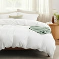 thumbnail image 2 of Duvet Cover Queen Size with Fitted Sheet - 4 Pieces Prewashed Polyester Soft Bedding Set, Includes 1 Duvet Cover 90x90 Inches with Zipper Closure, 2 Pillow Shams, 1 Fitted Sheet, Navy Blue, 2 of 10