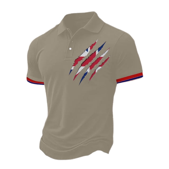 Adult Mens Polo Shirt Short Sleeve Button Tee Shirt Basic Brown Mens Golf Shirt