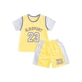 thumbnail image 5 of Miaeowve Kids Boys Girls 2 Piece Basketball Outfits Athletic Jersey T-Shirt with Mesh Shorts Sports Yellow 140, 5 of 7