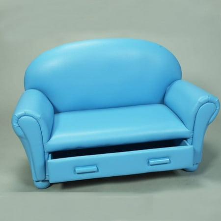 Blue Vinyl Chaise Lounge Drawer Childrens Sofa Couch Blue Vinyl Chaise Lounge Drawer Childrens Sofa Couch