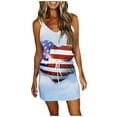 thumbnail image 2 of Summer Sale! HIMIWAY Dresses for Women 2023 Summer Casual Loose Babydoll Ruffles Casual Mini Patriotic V-Neck Sleeveless A-line Dress Sky Blue XXL, 2 of 5