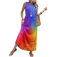thumbnail image 2 of Women's Boho Maxi Sundress 2026 Summer Beach Dress Tie Dye Scoop Neck Sleeveless Loose Tank Dress, 2 of 7