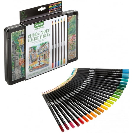 Crayola Blend & Shade Colored Pencils In Decorative Tin, Soft Core, Adult Coloring, 50
