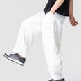 thumbnail image 6 of SAWOBUUN Mens Casual Barrel Pants Wide Leg Elastic Waist Drawstring Loose Fit Trousers Casual Summer Streetwear with Side Pockets, 6 of 8
