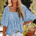 thumbnail image 3 of Camisa de mujer con cuello cuadrado estilo veraniego y holgado para uso diario FLhrweasw Para estrenar, 3 of 7