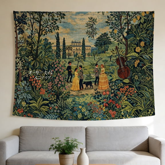 FLASHLUMI 40" x 30" Vintage European Garden Tapestry, Renaissance Art Wall Hanging for Bedroom Decor