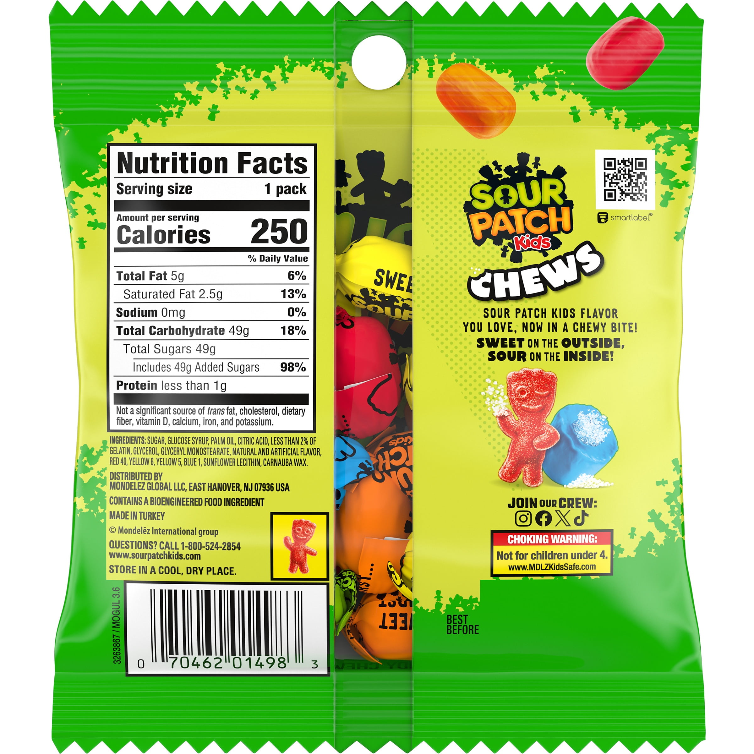 SOUR PATCH KIDS CHEWS ASSORTED SOFT CANDY 2.12 OZ