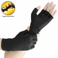 thumbnail image 1 of Graflsoa Copper-Infused Compression Gloves for Arthritis & Carpal Tunnel Relief, Open-Finger Design, Unisex Sizes S/M/L, Black, 1 of 6