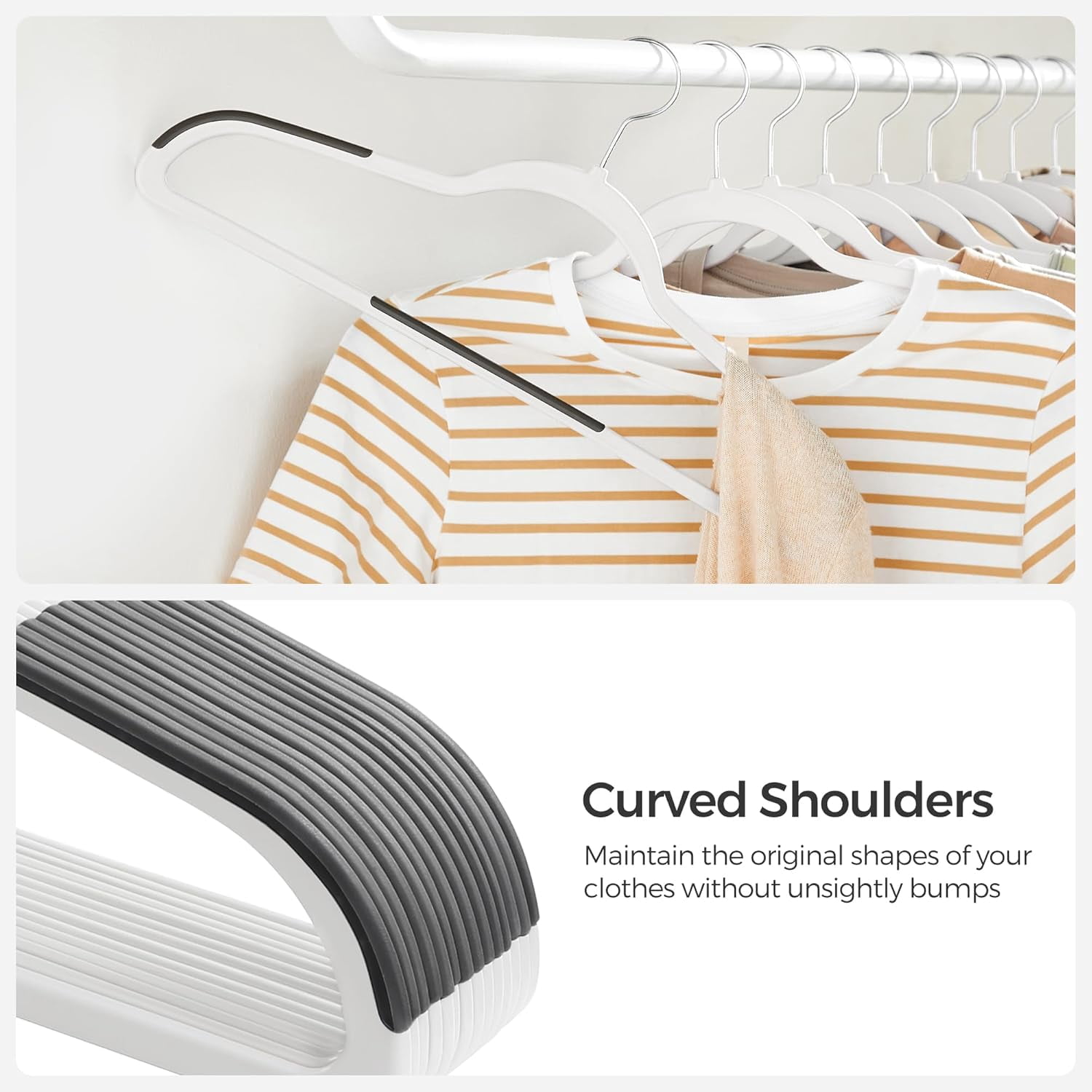 cozymood 30-Pack Clothes Hangers, Heavy-Duty Plastic Hangers Non-Slip , Sturdy Hangers Space-Saving, 360° Swivel Hook, for Coats,Pants, White & Dark Gray