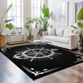 thumbnail image 3 of Area Rugs 2.7'x5', Nautical Anchor Carpet Runner Indoor Outdoor Rugs Home Decor Aesthetic, Coastal Ocean Sea Chic Textured Black Non Slip Mats Washable Accent Rug for Living Room Bedroom, 3 of 8