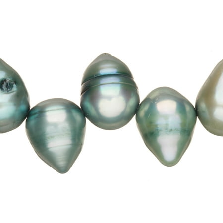 Teal Blue Freshwater Cultured Pearls Natural Teardrop, B+ Graded, 7x10x10mm (Approx.), 15.5Inch