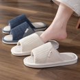 thumbnail image 3 of Zapatillas de lino para mujer, de verano, para interior, para el hogar, silenciosas, antideslizantes, para parejas, transpirables, absorbentes del sudor, sandalias para hombre para las cuatro, 3 of 6