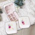 AUMIY Watercolor Flower Letters Jewelry Box Portable Organizer Display